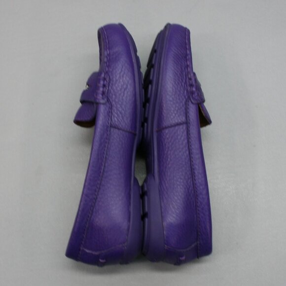 Coach Ladies 5 Penny Loafers Purple Pebbled Leather Classic Moc-toe Shoes Flats - Picture 12 of 12